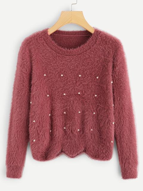 Maglione Angora Smerlato Con Perle