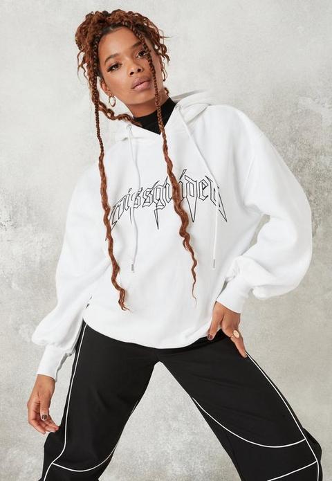 White Missguided Lightening Oversized Hoodie, White