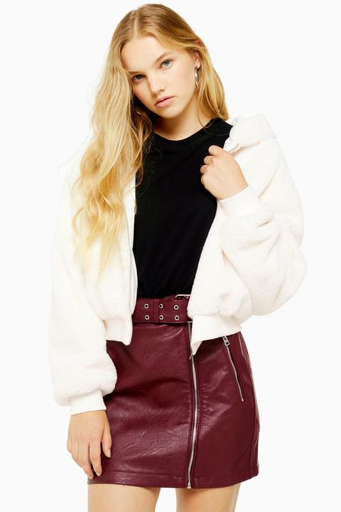 faux fur hoodie topshop