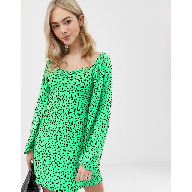 asos green spot dress