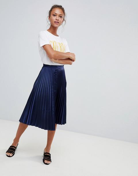 Only Satin Plisse Skirt - Blue