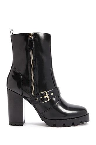 Forever 21 Faux Leather Ankle Boots Black