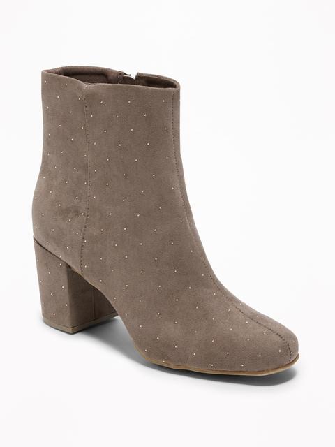 faux suede block heel boots