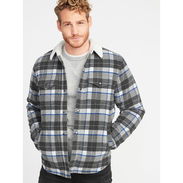 old navy men's sherpa lined flannel shirts