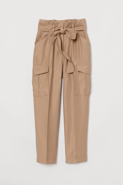 Paper Bag Trousers - Beige