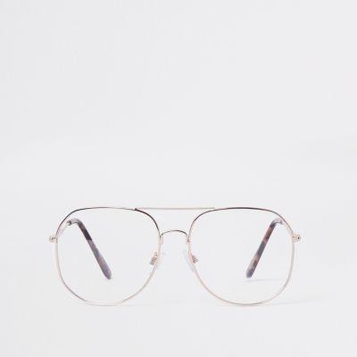 Gold Tone Clear Lens Aviator