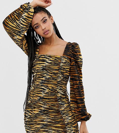 Collusion Tiger Print Ruched Dress