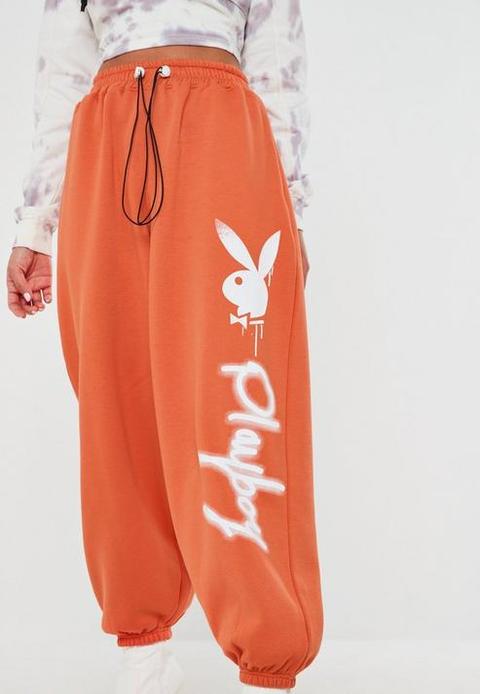 Playboy X Missguided Orange Super Oversized Jumbo Joggers Orange