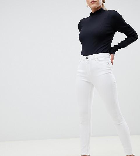 Asos Design Petite - Ridley - Jean Skinny Taille Haute - Blanc Nuage