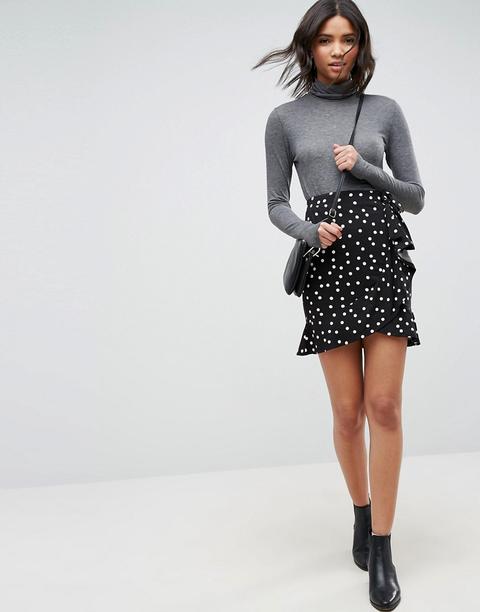 Asos Design - Mini-jupe Style Portefeuille Avec Imprimé À Pois