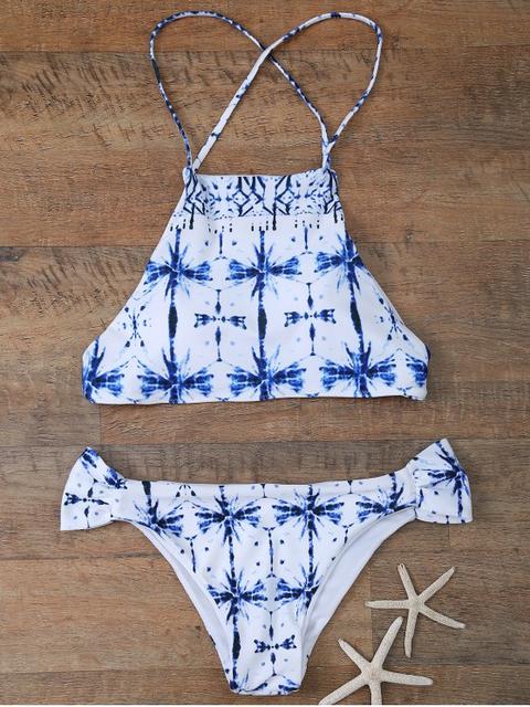 Printed Cross Criss Bikini Set