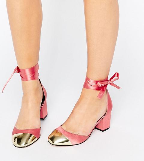 Asos - Show Time - Scarpe Con Tacco Stringate Con Nastri A Pianta Larga - Rosa