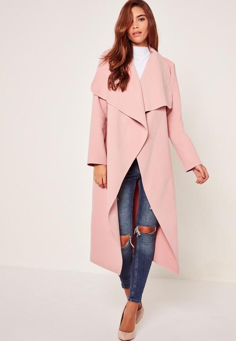 Oversized Waterfall Duster Coat Pink