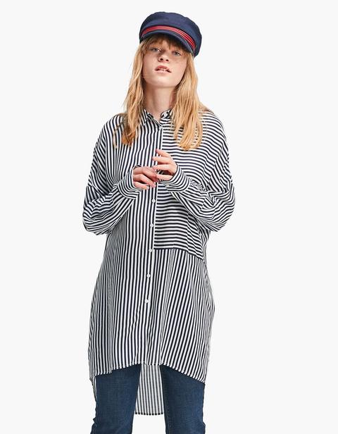 Camicia Lunga A Righe Azzurro Mare