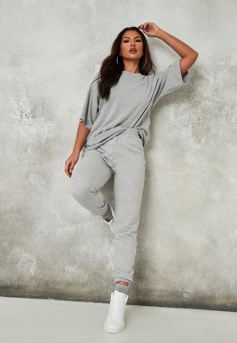 Grey Loopback Co Ord T Shirt And Jogger Set, Grey