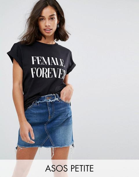 "asos Petite - T-shirt Con Scritta "female Forever" - Nero