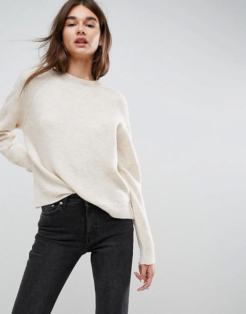 Asos - Maglione Girocollo In Filato Peloso - Beige