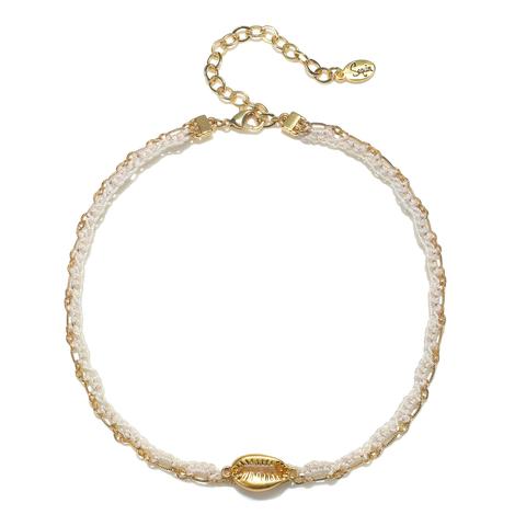 Golden Cowrie Crochet Choker Necklace