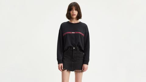 graphic raw cut hem sweatshirt