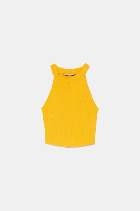 Neckholder-oberteil Mit Rippenmuster