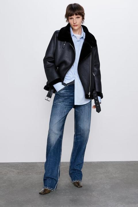 zara double faced biker jacket