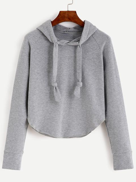 Sudadera Manga Raglán Con Capucha - Gris