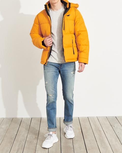 Hollister yellow hotsell puffer jacket