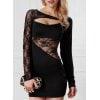 Trendy Long Sleeves Lace Splice Hollow Out Women's Dress