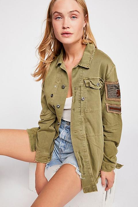 free people embellished military jacket