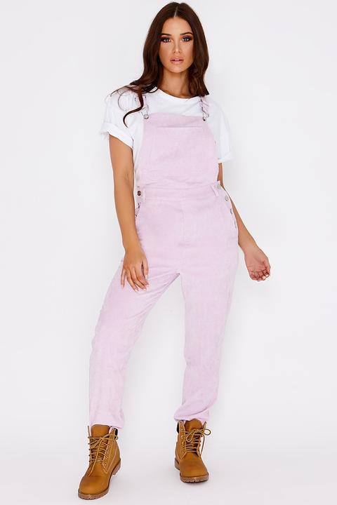 Lilac Dungarees - Cressa Lilac Cord Cropped Dungarees