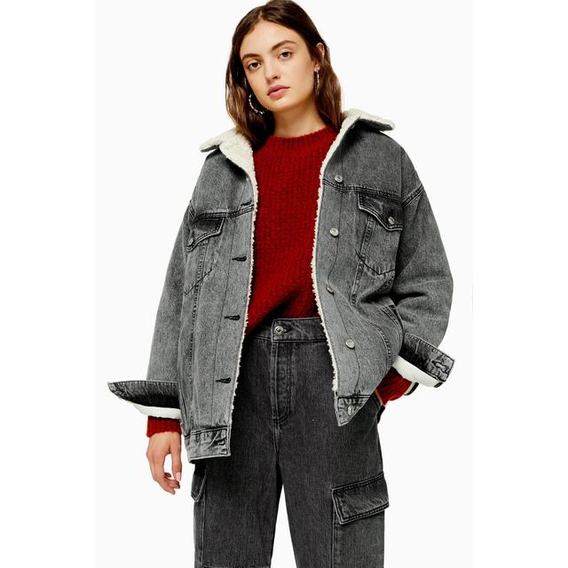 Borg lined on sale denim jacket womens