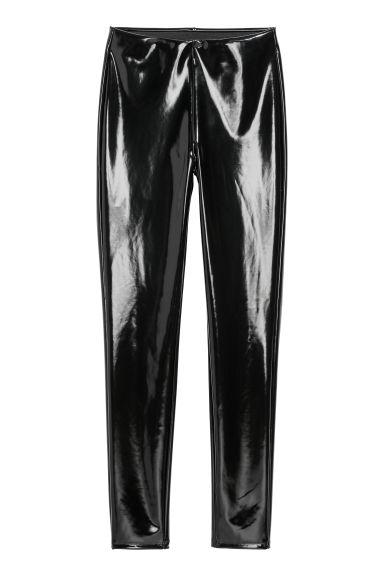 Leggings Aus Vinyl - Schwarz - Damen