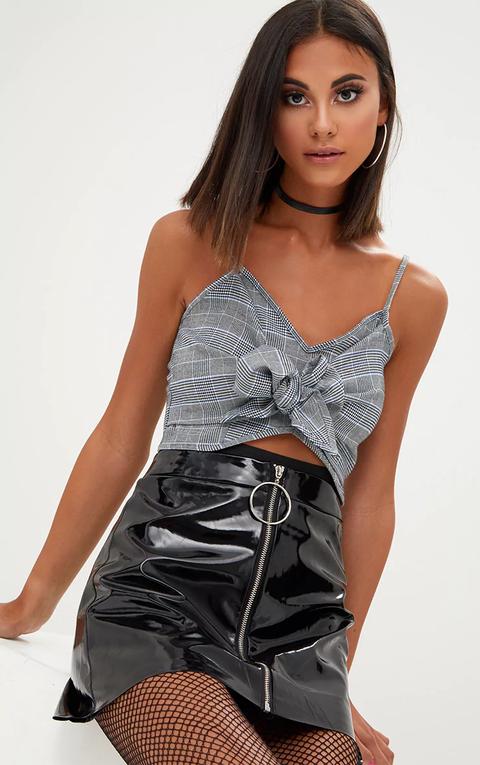 Grey Check Bow Tie Bralet, Grey