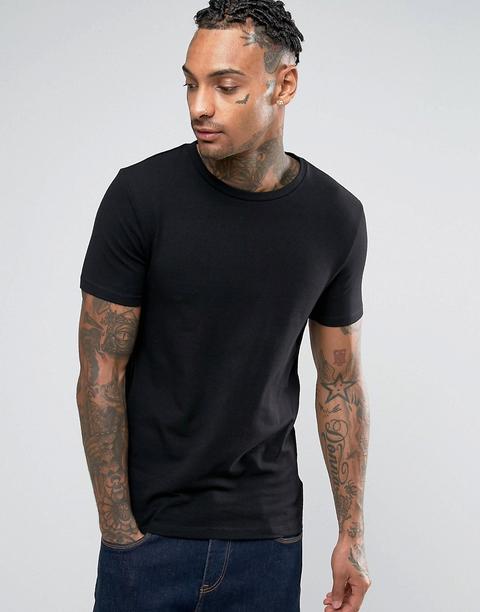 Asos - T-shirt Girocollo Attillata - Nero