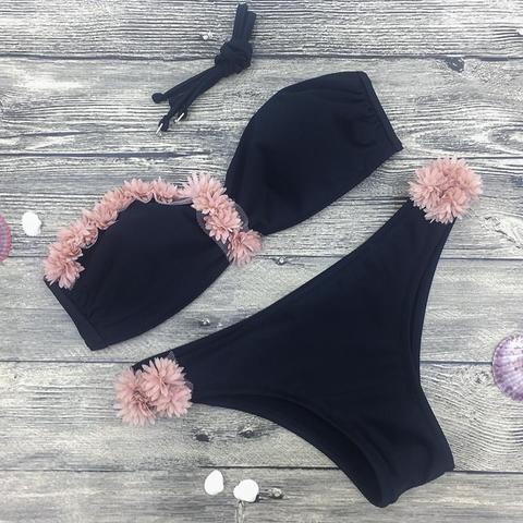 Bikini Nora Con Petali A Fascia E Slip A Vita Bassa