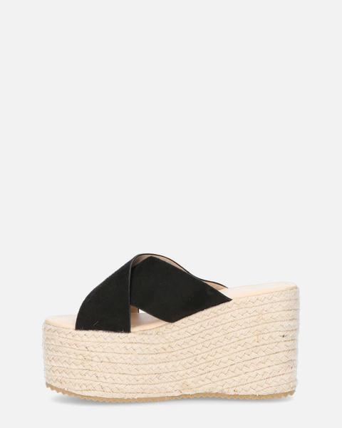 Maureen - Platform Espadrille Sandals In Black