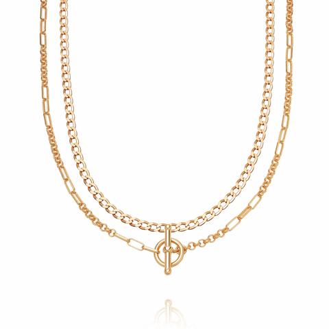 Interlock Curb Chain Necklace Layering Set