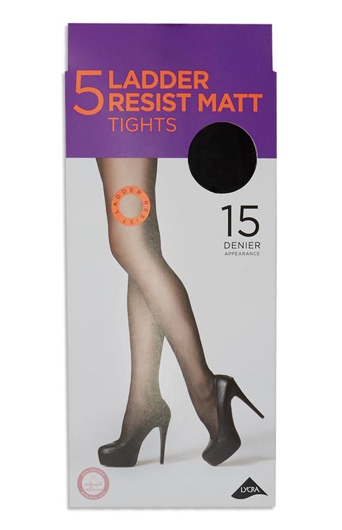 Black 15 Den Matt Ladder Resist Tights