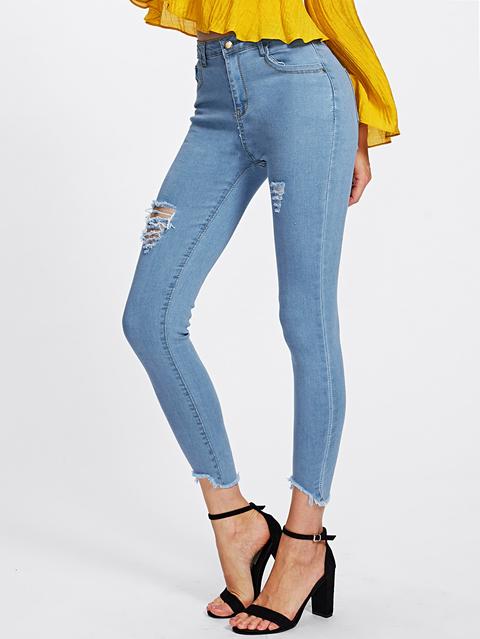 Jeans Skinny Con Strappi