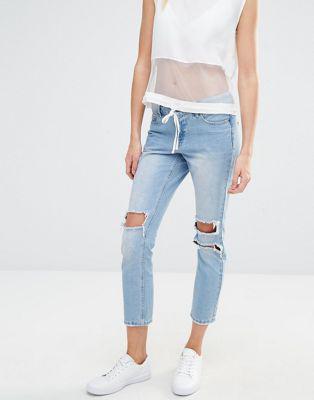 Vero Moda - Jeans Skinny Con Strappi - Blu