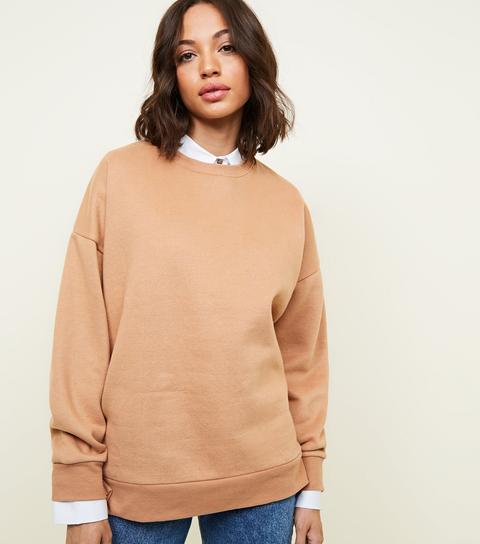 Camel Oversized Sweatshirt New Look