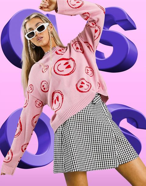 Jersey Rosa Con Estampado De Emoji Sonriente De Asos Design