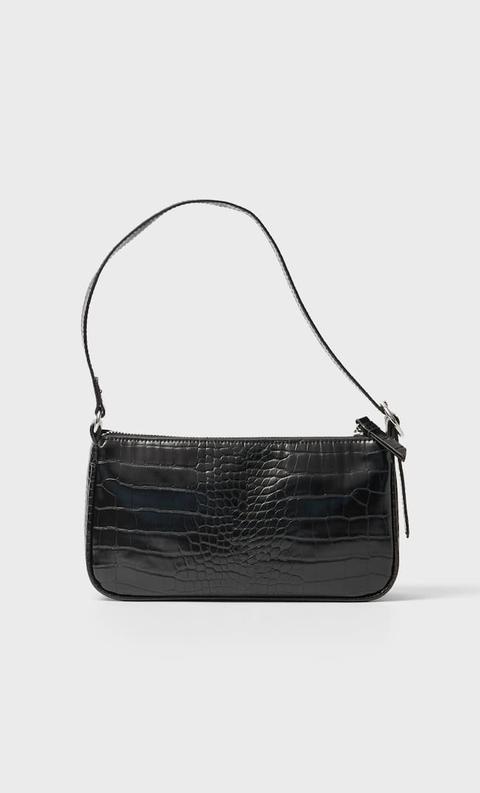 Stradivarius Mini-besace Effet Croco Noir 103