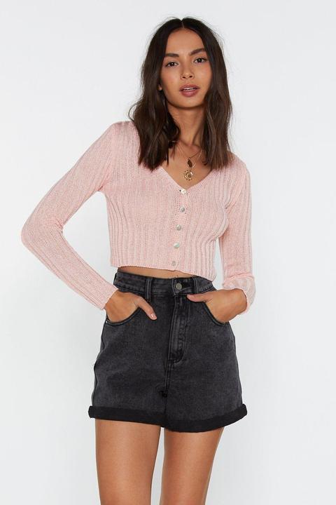 Womens Cropped Button Down Cardigan