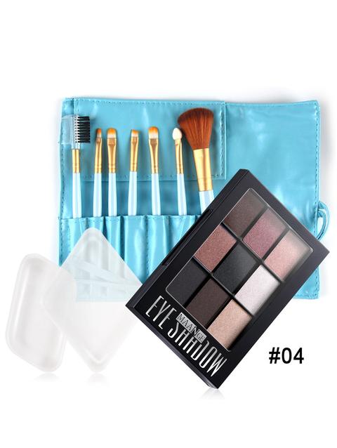 Silicone Sponges Eyeshadow Palette With Makeup Brushes Set