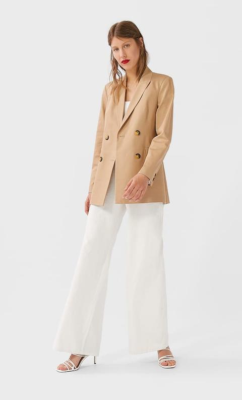 Stradivarius Veste À Boutonnage Double Femme Beige L