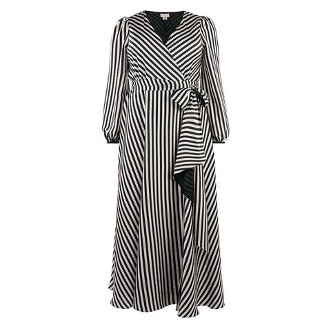 Coast mono on sale stripe wrap dress