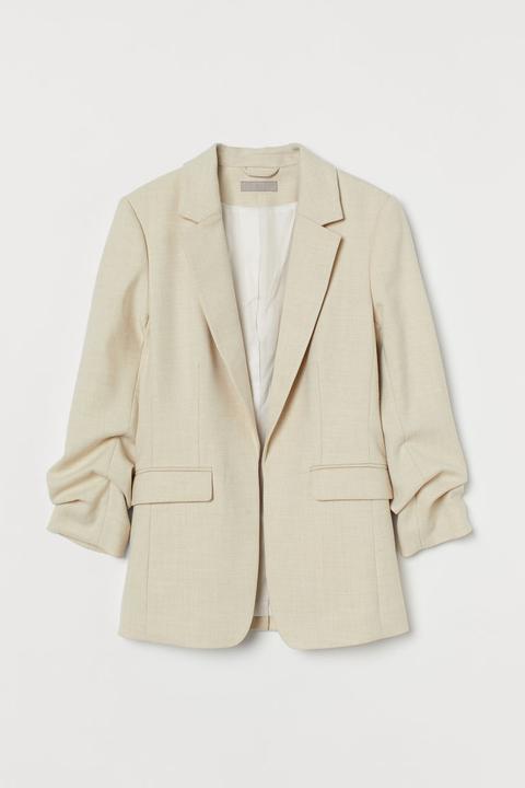 Gathered-sleeve Jacket - Beige