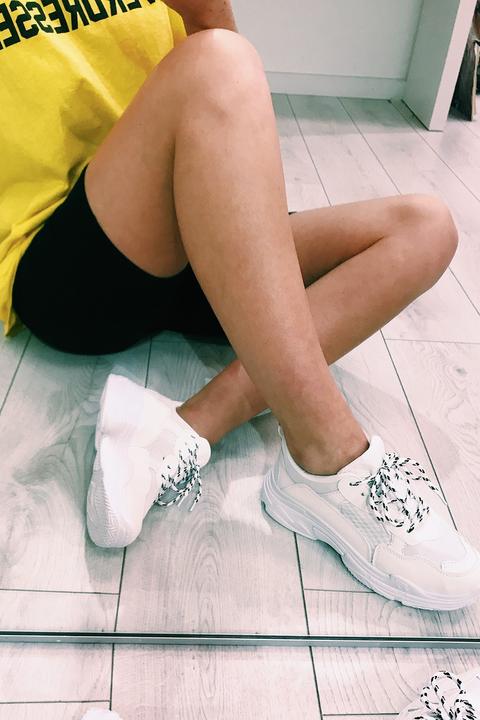 Aria White Panel Detail Trainers