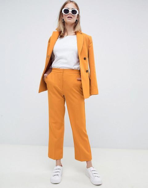 Asos Design - Pantaloni Cropped Con Fondo Ampio - Giallo